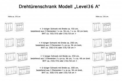 Level 36 A von Wimex - Drehtürenschrank ca. 250 cm breit
