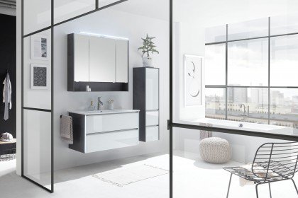 Serie 6040 von Pelipal - Badezimmer in Glas weiß/ Oxid grau