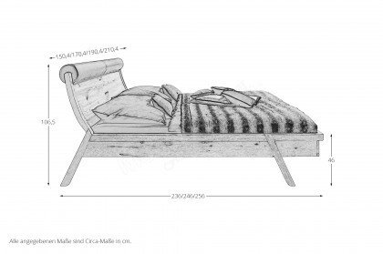 Vvaganto von Voglauer - Bett mit Nackenrollen-Kopfteil