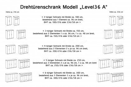 Level 36 A von Wimex - 4-türiger Kleiderschrank mit Schubkästen