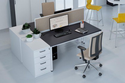 E10 von Nowy Styl - 3-teiliges Büromöbelset weiß-grau