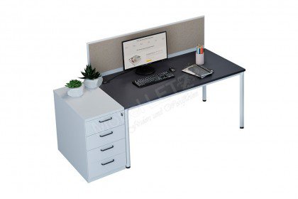 E10 von Nowy Styl - 3-teiliges Büromöbelset weiß-grau