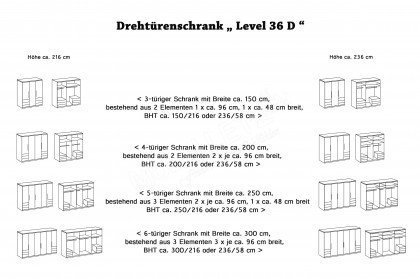 Level 36 D von Wimex - 5-türiger Kleiderschrank mit Schubkästen