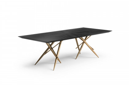 Ohlinda von Bretz - Esstisch in Burnt Oak & gold schimmernd