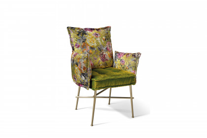 Ohlinda von Bretz - Esstisch in Burnt Oak & gold schimmernd