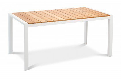 BEST Gartentisch Paros Aluminium weiß/ Teak Möbel Letz Ihr