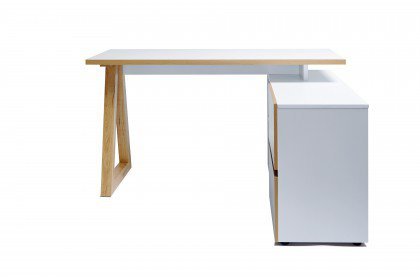 Club C145 E von Jahnke - Schreibtisch mit Regal weiß-Kerneiche