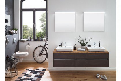 Unique von puris - Badezimmer in Stahl dunkel matt/ Hunton Eiche