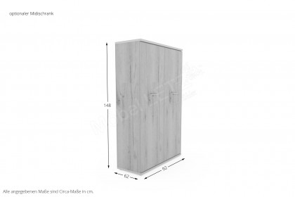 New York von Priess Möbel - Kombi-Kleiderschrank ca. 92 cm breit