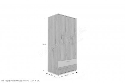 New York von Priess Möbel - Kombi-Kleiderschrank ca. 92 cm breit