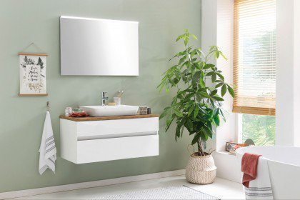 Zooms von puris - Badezimmer in Weiß Hochglanz/ Hunton Eiche