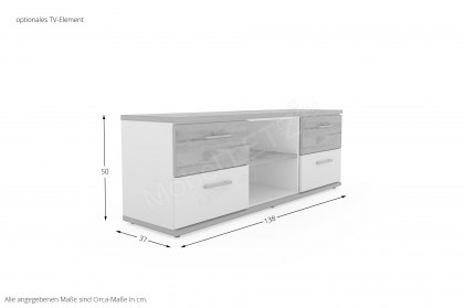 New York von Priess Möbel - Midischrank lichtweiß/ Risseiche