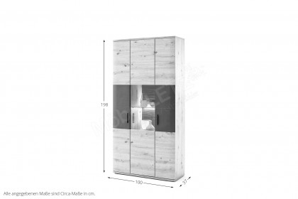 Cortona von MCA Direkt - Kombi-Vitrine mit Glastür, in Balkeneiche