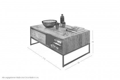 Manhattan-living von Wohnconcept - Couchtisch Eiche mit Metallgestell