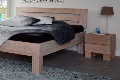 Premium von BED BOX - Holzbett in Wildeiche bianco - Komforthöhe