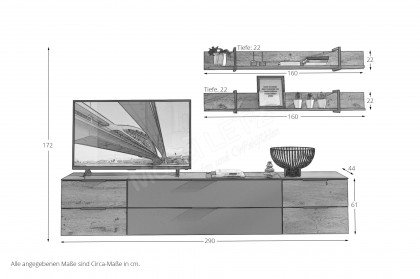 Medion von Innostyle - fünfteilige Wohnwand graphit/ Eiche