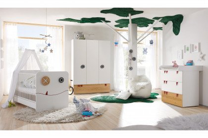now! minimo von Hülsta - 4-teiliges Babyzimmer weiß/ Natureiche