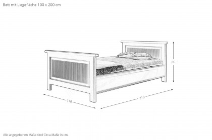 Freiburg aus der Kollektion Letz - Massivholzbett 100 x 200 cm im Landhausstil