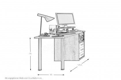Achat von Priess - Schreibtisch mit Stützfüßen & Stützcontainer