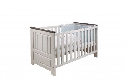 Jolina von GK Möbelvertrieb - Babybett aus Kiefer weiß & grau