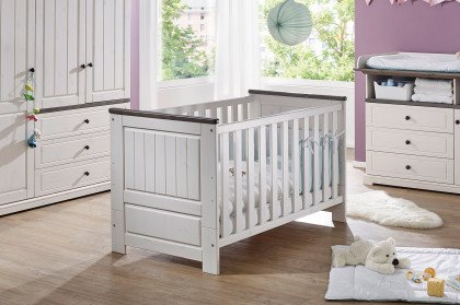 Jolina von GK Möbelvertrieb - Babybett aus Kiefer weiß & grau