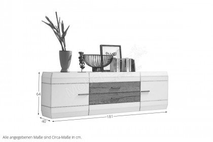 Die Hausmarke Sideboard Light Line 2 Lack weiß/ Kanadaeiche | Möbel