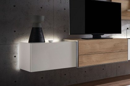 Die Hausmarke Media Design - Wohnwand MDS 11 weiß/ Kanada Eiche