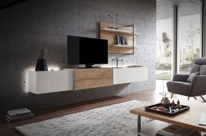 Die Hausmarke Media Design - Wohnwand MDS 11 polarweiß/ Eiche