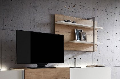 Die Hausmarke Media Design - Wohnwand MDS 11 polarweiß/ Eiche