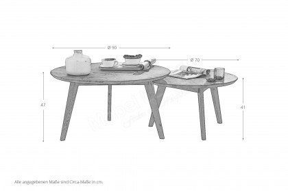 Olpe von GK Möbelvertrieb - 2er Tisch-Set rund in Wildeiche