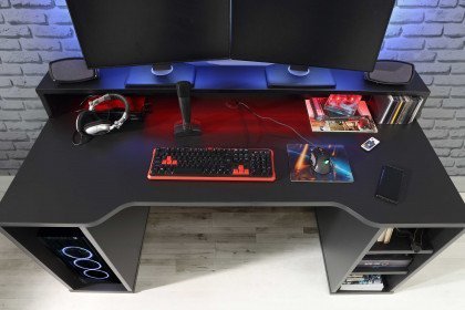 Tezaur von Forte - Gaming-Schreibtisch schwarz matt