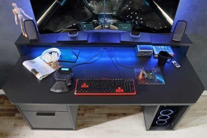 Tezaur von Forte - Gaming-Computertisch schwarz matt