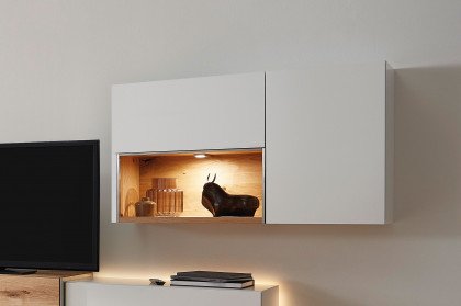 Die Hausmarke Media Design - Wohnwand MDFS 18 weiß/ helle Eiche