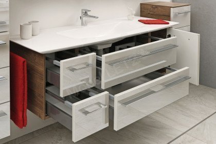 LEONARDO living Badezimmer Bad 112 Eiche/ Glas perlmutt | Möbel Letz