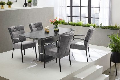 Joana von Pro.Com - Tisch mit grau marmorierter Glasplatte