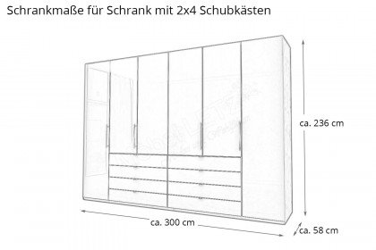 Loft von Wiemann - Schrank mit 8 Schubladen Eiche - Weißglas