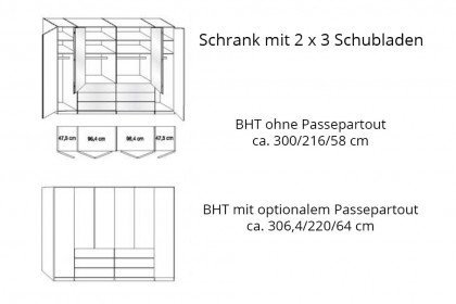 Loft von Wiemann - Schrank mit 8 Schubladen Eiche - Weißglas