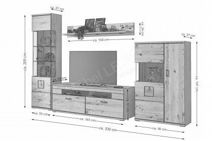 Kansas von IDEAL Möbel - Wohnwand 103 Eiche/ Hirnholz