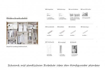 Zano von Thielemeyer - Kleiderschrank 6-türig Lack weiß - Eiche