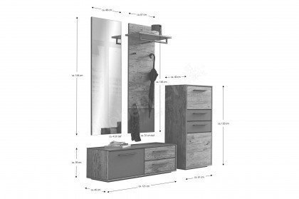 No Limit von Bienenmühle - Garderobe 08 Wildeiche/ Lack granit