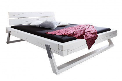 BE-0276 von GK Möbelvertrieb - weißes Balkenbett  160 x 200 cm
