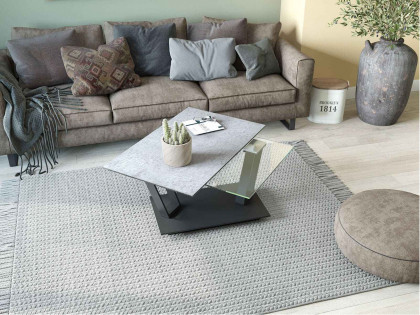 Barcelona-living von Akante - Couchtisch Keramik zementgrau/ Edelstahl