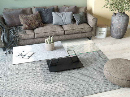 Barcelona-living von Akante - Couchtisch Keramik zementgrau/ Edelstahl