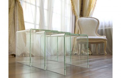 Olivea von Akante - Satztische Glas ultraklar, 3-er Set