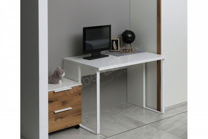 Style von Rauch Orange - Schreibtisch weiß mit Rollcontainer Atlantic Oak