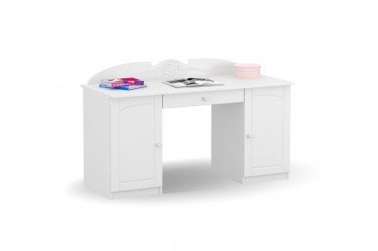 Bianco Fiori von Meblik - Schreibtisch in Weiß mit 3D-Gravur