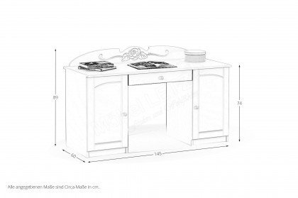 Bianco Fiori von Meblik - Schreibtisch in Weiß mit 3D-Gravur