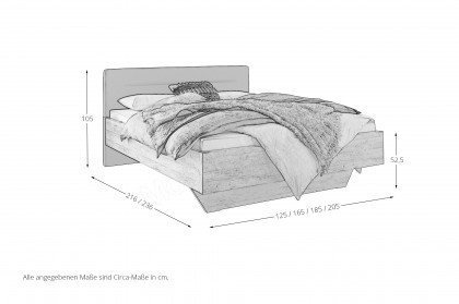 Cartagena von Staud - schwebendes Bett Struktureiche mit Polsterkopfteil