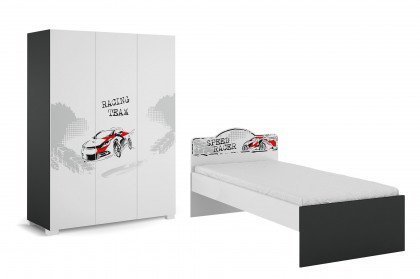 Drift-Teen von Meblik - Jugendzimmer-Set mit Motorsport-Motiven