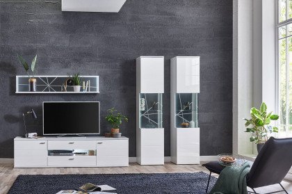 Samana von IDEAL Möbel - Wohnwand 46SV weiß/ Acrylglas schwarz